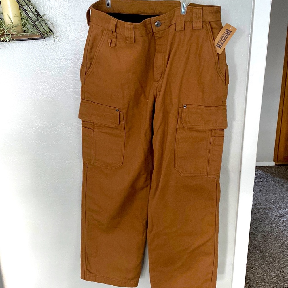 NWT: Men’s Duluth Fleece-lined Firehose Pants with Cargo Pockets- 34x30”